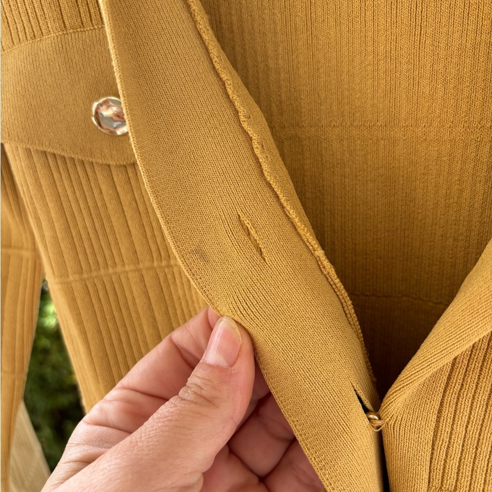 Sandro Mustard Ribbed Button-Up Cardigan - Picture 9 of 13